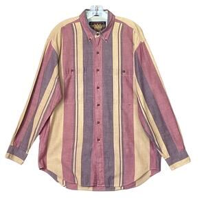 Ralph Lauren Chaps Size L Boy Scouts Label Striped Shirt Vintage 90s Preppy